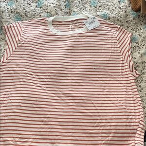 American Eagle Outfitters Red and White Striped Short Sleeve Tee